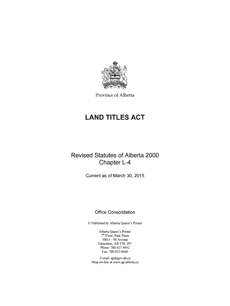 Fillable Online faolex fao land titles act Alberta Queen