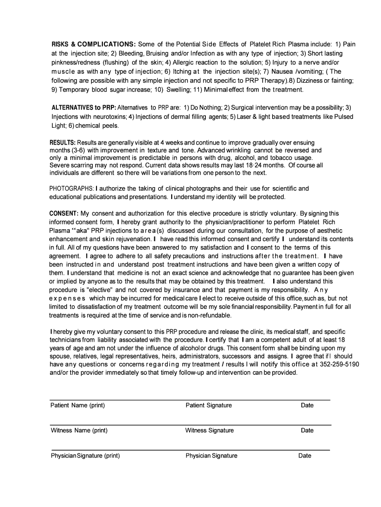 PRP Consent Documents - 344 Beauty Bar Preview on Page 1