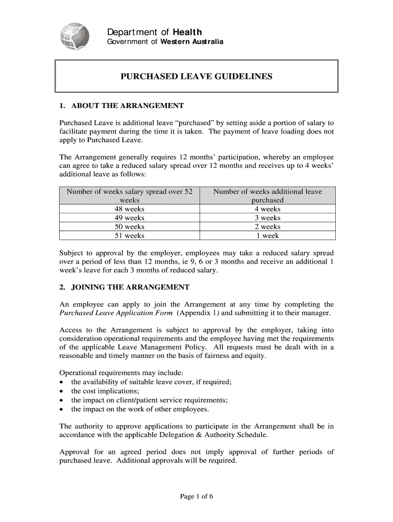 Fillable Online PURCHASED LEAVE GUIDELINES Fax Email Print pdfFiller