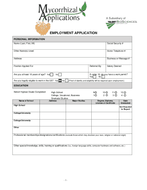 Employment Application Form