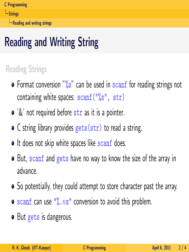 Fillable Online Reading and Writing String Indian Institute of