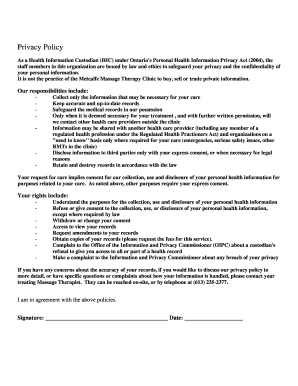 Template for privacy policy - MMTC Privacy Policy - Metcalfe Massage Therapy Clinic