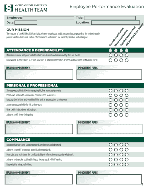 HT Employee Performance Evaluation Form - healthteam msu