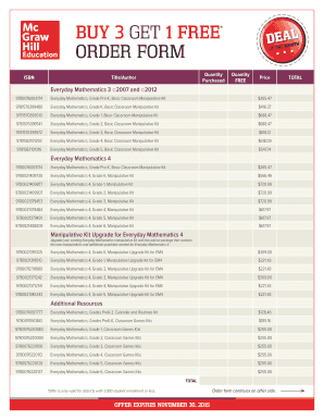 Fillable Online BUY 3 GET 1 FREE ORDER FORM - McGraw-Hill Education Fax ...