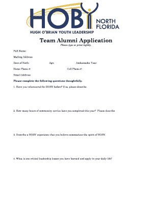 Team Alumni Application - Florida HOBY