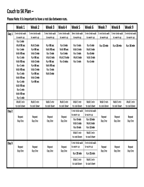 Fillable Online Couch to 5K Plan Fax Email Print - pdfFiller