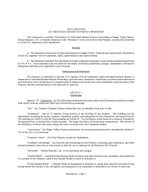 OF UNDIVIDED DEEDED INTEREST OWNERSHIP