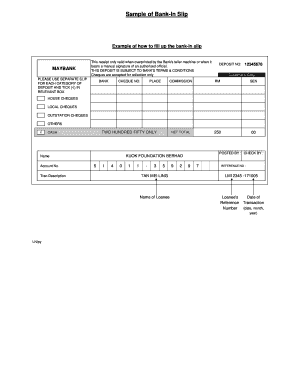 Fillable Online Sample of Bank In Slip Fax Email Print pdfFiller Fillable Online Sample of Bank In Slip Fax Email Print pdfFiller