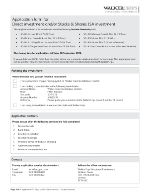 Application form for Direct investment and/or Stocks & Shares ISA ... - sgifa co