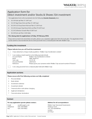 Application form for Direct investment and/or Stocks ... - SG IFA - sgifa co