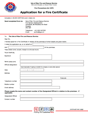 Application for a Fire Certificate - 2013 CF fina - gov