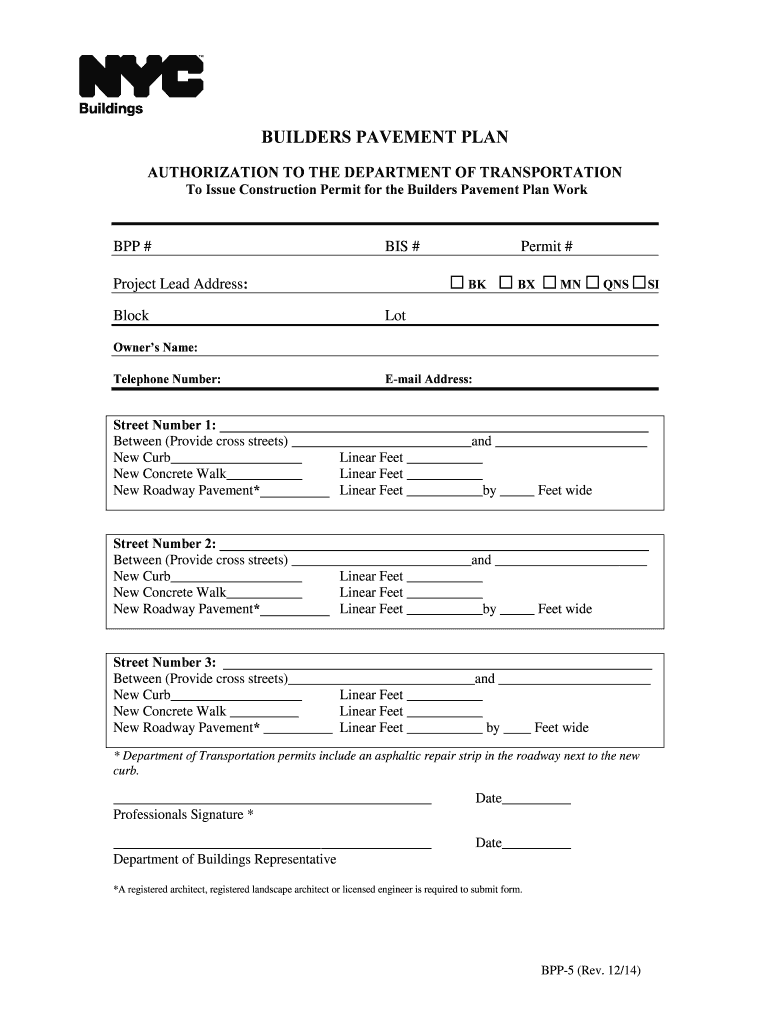 BPP5: AUTHORIZATION TO THE DEPARTMENT OF - NYC Preview on Page 1