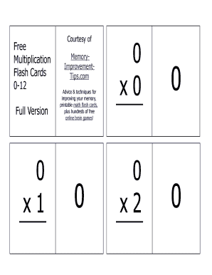 Fillable Online printable math flash cards, Fax Email Print - pdfFiller