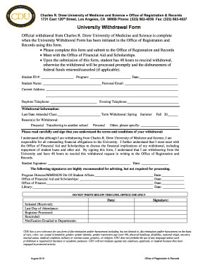 Fillable Online cdrewu University Withdrawal Form Fall 2015 - cdrewu ...