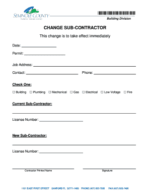 Change Sub-Contractor Form - Seminole County - seminolecountyfl