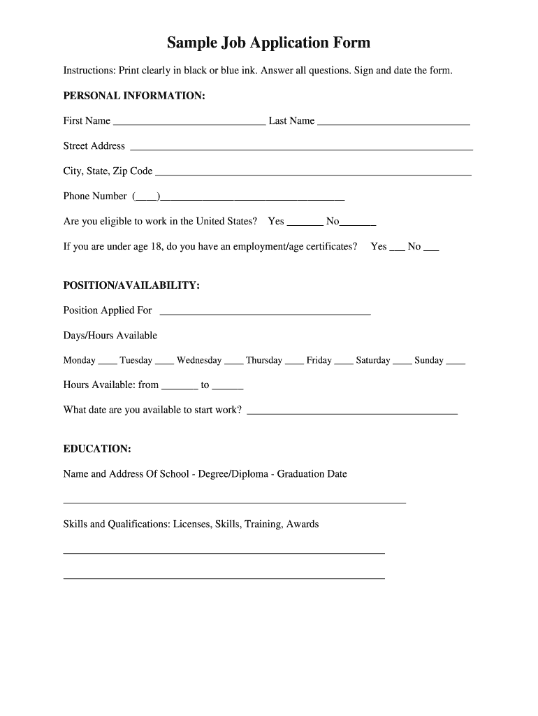 Fillable Online cbsd Sample Job Application Form Central Bucks School
