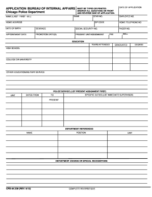 Fillable Online APPLICATION /BUREAU OF INTERNAL AFFAIRS Chicago Police ...
