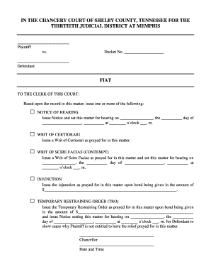 Tennessee Court Order Form