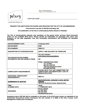 Non compete agreement ny template - REQUEST FOR QUOTATION FOR GOODS AND SERVICES - joburg-archive co