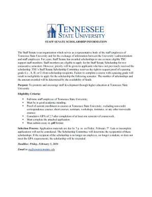 Prenda ng lupa in english - STAFF SENATE SCHOLARSHIP INFORMATION The Staff Senate is ... - tnstate