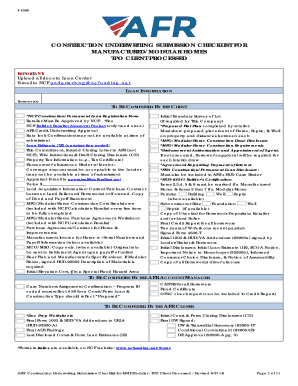 Car checklist form - MANUFACTURED/MODULAR HOMES