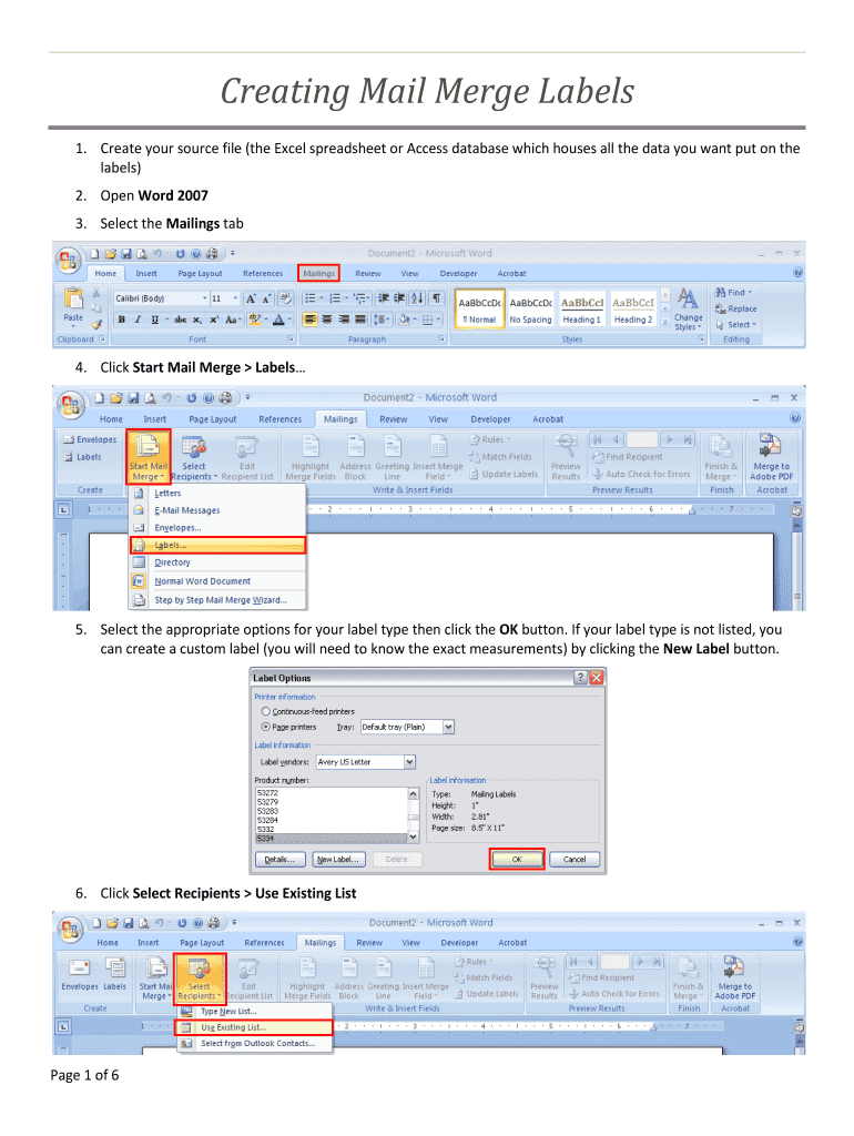 Fillable Online Creating Mail Merge Labels Fax Email Print pdfFiller