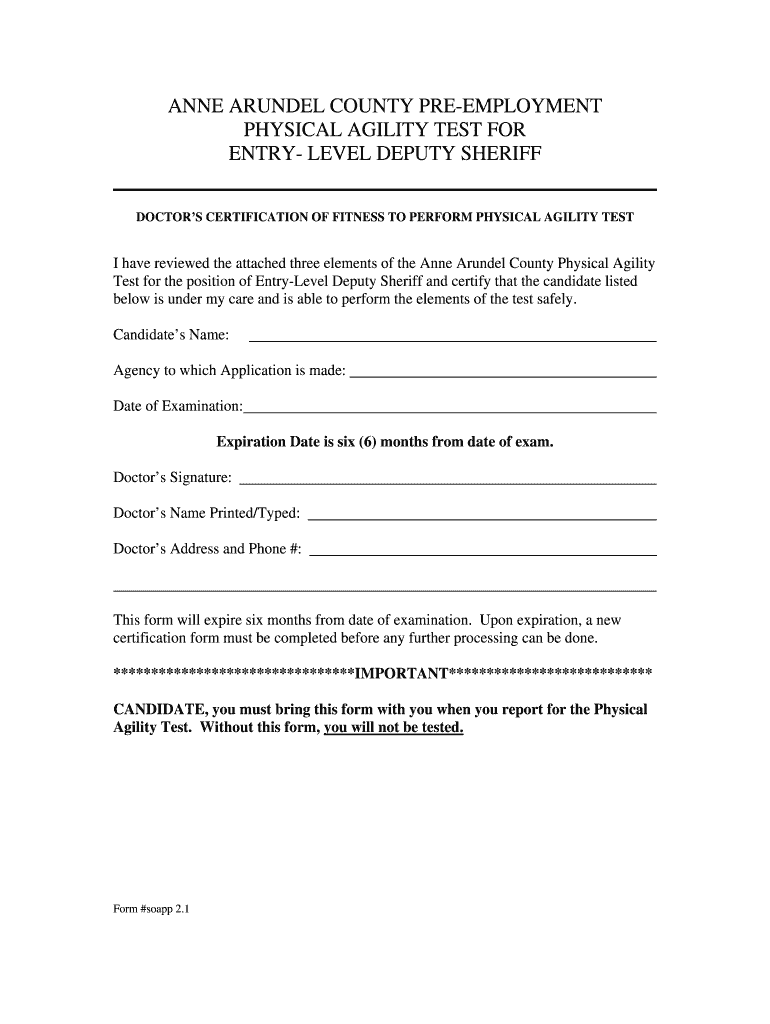 Fillable Online ANNE ARUNDEL COUNTY PREEMPLOYMENT Fax Email Print