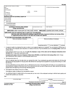 Fillable Online WG-002 Earnings Withholding Order. Fillable Editable ...