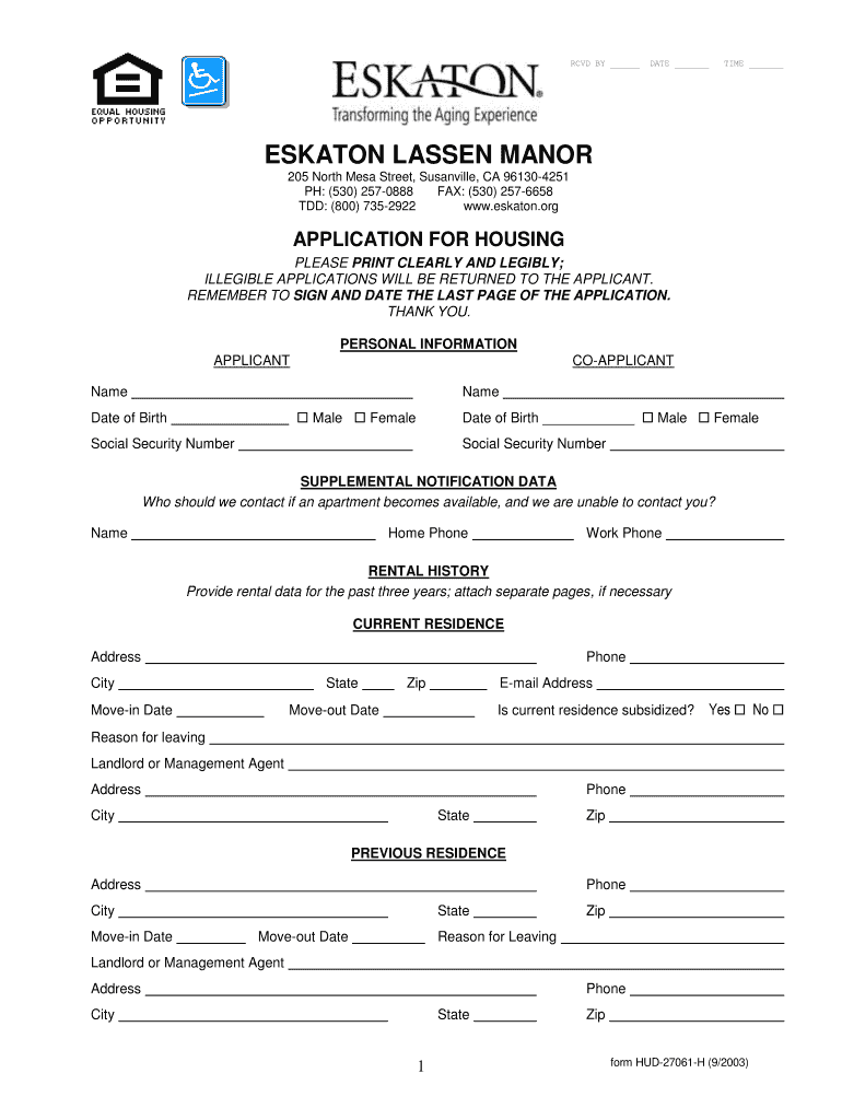 Fillable Online eskaton ESKATON LASSEN MANOR eskaton Fax Email Print pdfFiller