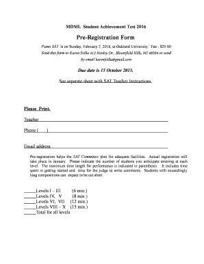 Fillable Online mdmlonline SAT Pre-registration Form Fax Email Print ...
