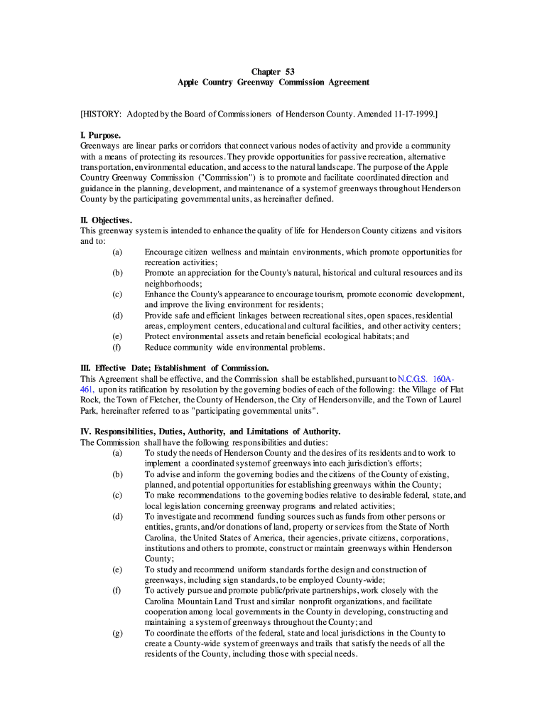 Fillable Online Apple Country Greenway Commission Agreement Fax Email