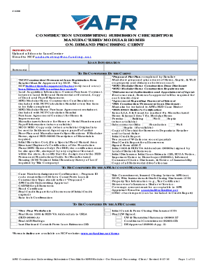 NCF Construction Underwriting Submission Checklist &amp; Forms Packet