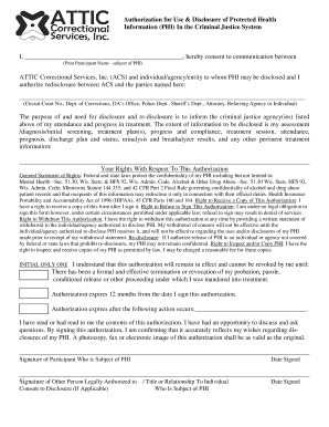 Fillable Online correctionalservices consent form - ATTIC Correctional ...