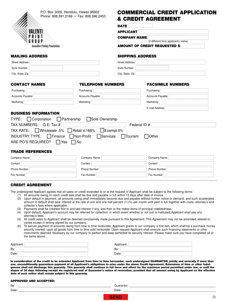 Fillable Online & CREDIT AGREEMENT Fax Email Print pdfFiller