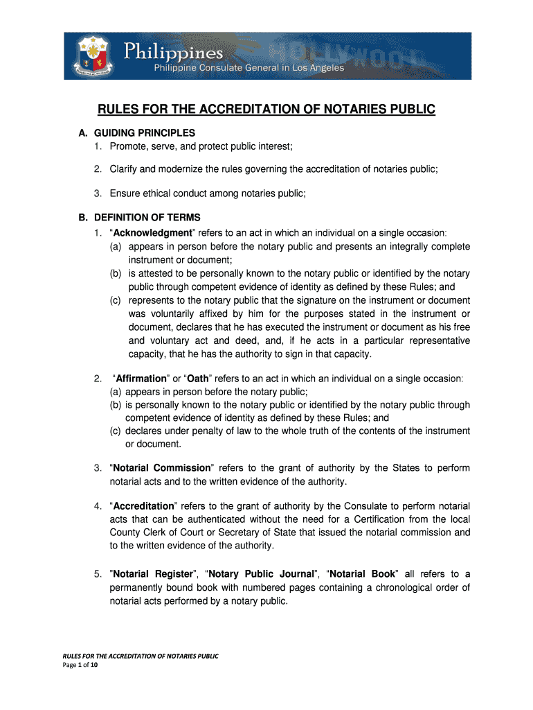 Fillable Online RULES FOR THE ACCREDITATION OF NOTARIES PUBLIC Fax Email Print pdfFiller