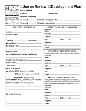 Use on Review Development Plan Application