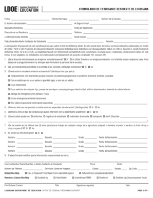 FORMULARIO DE ESTUDIANTE RESIDENTE DE LOUISIANA