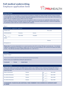 PruHealth Employee Application Form