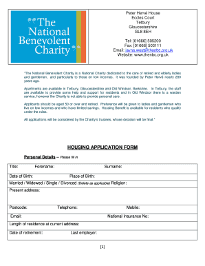 HOUSING APPLICATION FORM - The National Benevolent Charity - thenbc org