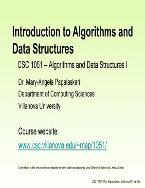 Fillable Online csc villanova Introduction to Algorithms and - csc ...