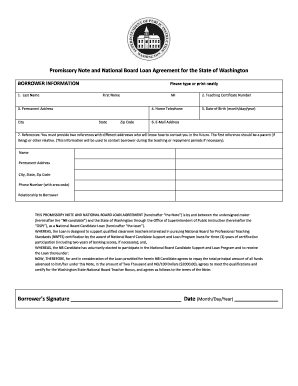 Business loan agreement sample - Promissory Note and National Board Loan Agreement for the State ... - k12 wa