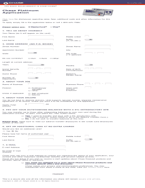 Chase Platinum Credit Card Application
