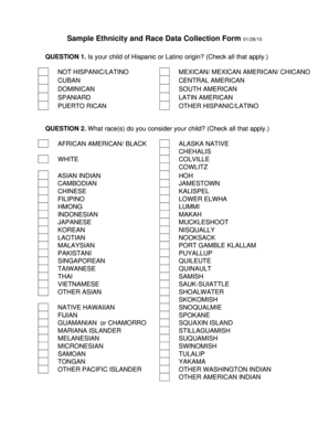 Statement of account format - Sample Ethnicity and Race Data Collection Form 01/28/10 - k12 wa