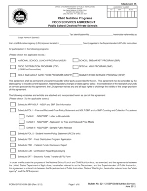 Washington State Food Services Agreement