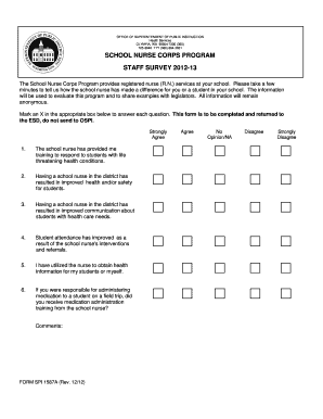 School Nurse Corps Program Staff Survey