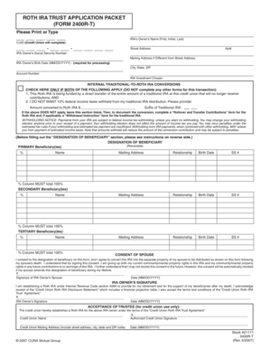 Roth IRA Trust Application Packet
