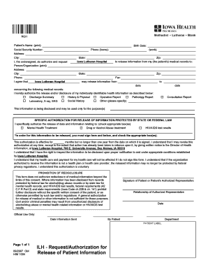 Iowa Lutheran Hospital Release of Patient Information