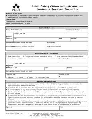 Public Safety Officer Insurance Premium Deduction Form