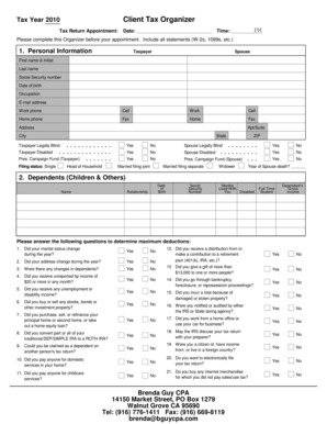 2010 Client Tax Organizer