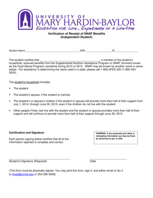 Verification of Receipt of SNAP Benefits